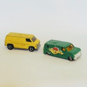 Vintage 1980's Bedford Sun Van & Hot Wheels 1974 Yellow Super Van Lot of 2